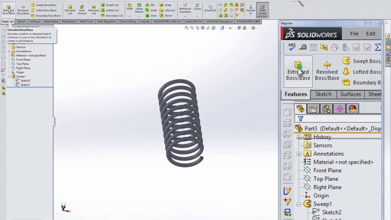How to Create Spring In Solidworks 2015  - Part B