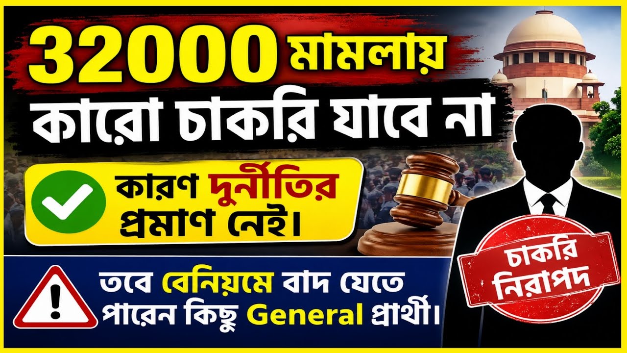 🔥32000 প্রাথমিক মামলায় কারো চাকরি যাবে না!💥 কারণ দুর্নীতির প্রমাণ নেই, তবে বেনিয়মের স্বীকার 12,000