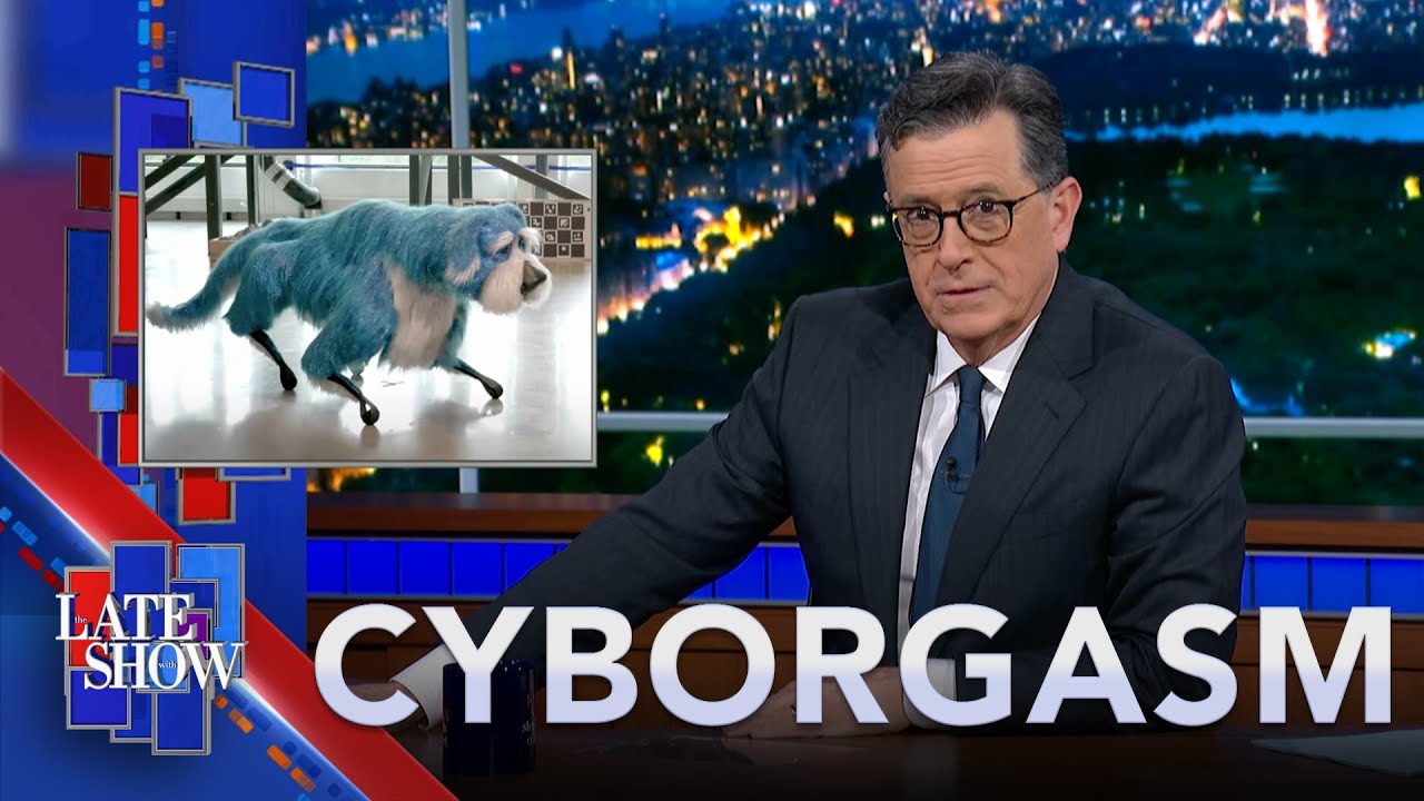 Stephen Colbert's Cyborgasm: Sparkles The Robot Dog | AI Priest Hears Confessions