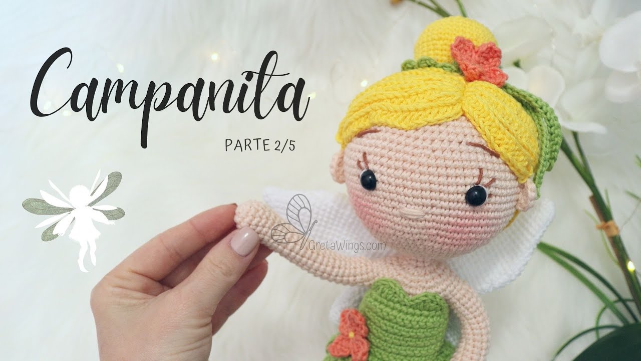 Tutorial Campanita Amigurumi Cabello | Serie Princesas  Parte 2/5 Sub 🇺🇸🇪🇸/ GretaWings