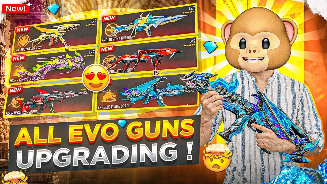 Upgrading All My Owned Evo Guns...🥰😍 || @funwithsrbyt || #freefire #evogun #naruto #srb #scb