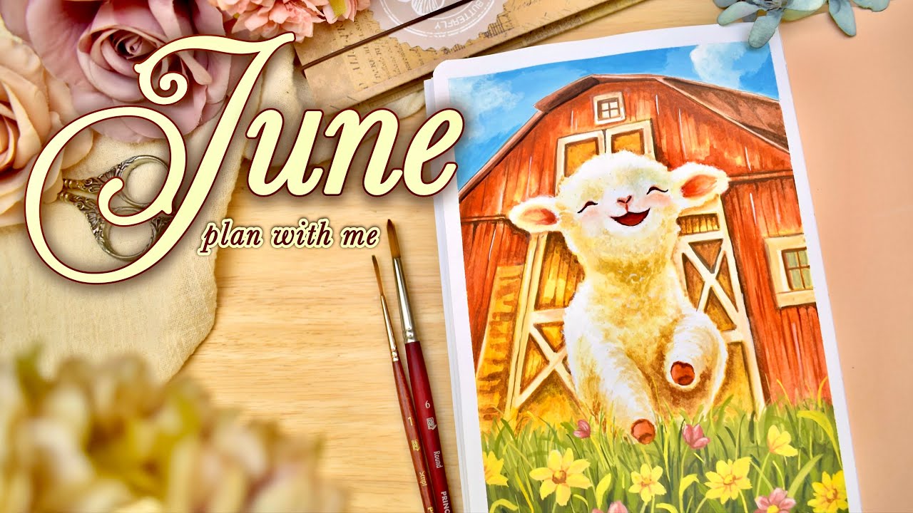 June 2025 Bullet Journal Setup &bull; PLAN WITH ME 🌻 Summer Barn Theme with Gouache