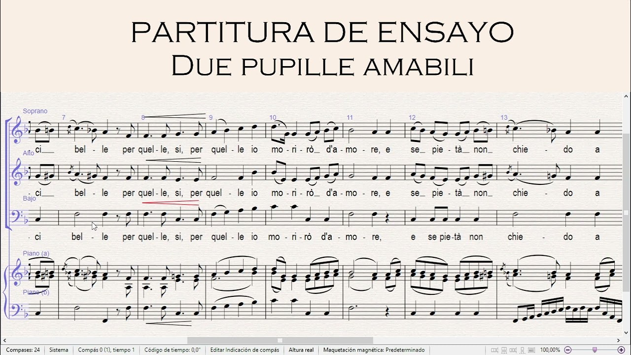 Nocturnos Mozart - 3 Due pupille amabili - partitura de ensayo alto