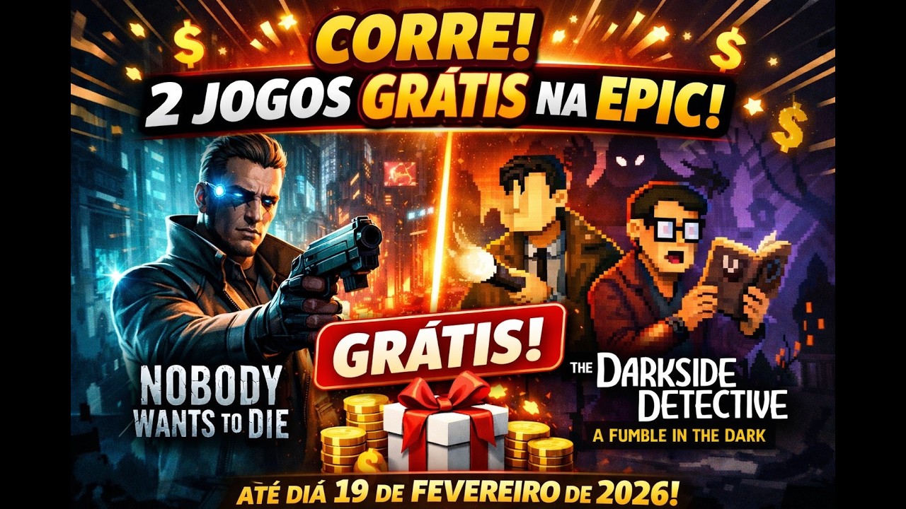 CORRE!Dois jogos GR&Aacute;TIS na Epic &mdash; Nobody Wants to Die + The Darkside Detective: A Fumble in the Dark