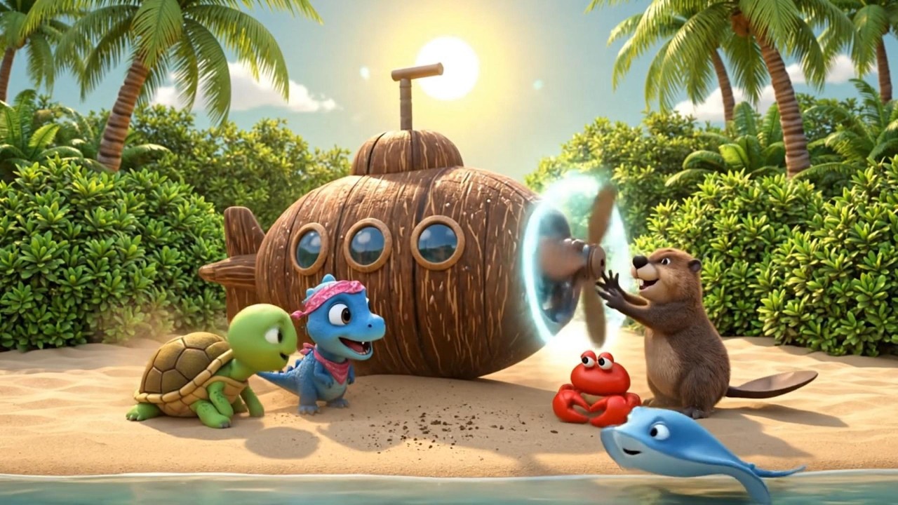 Dino, Turtle & Crab: Discover the Giant Coconut Submarine 🐢