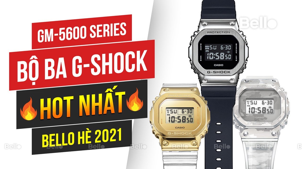 Lên tay bộ ba G-Shock GM-5600 hot nhất hè 2021; thay dây, mix dây G-Shock GM-5600 cực đẹp tại Bello