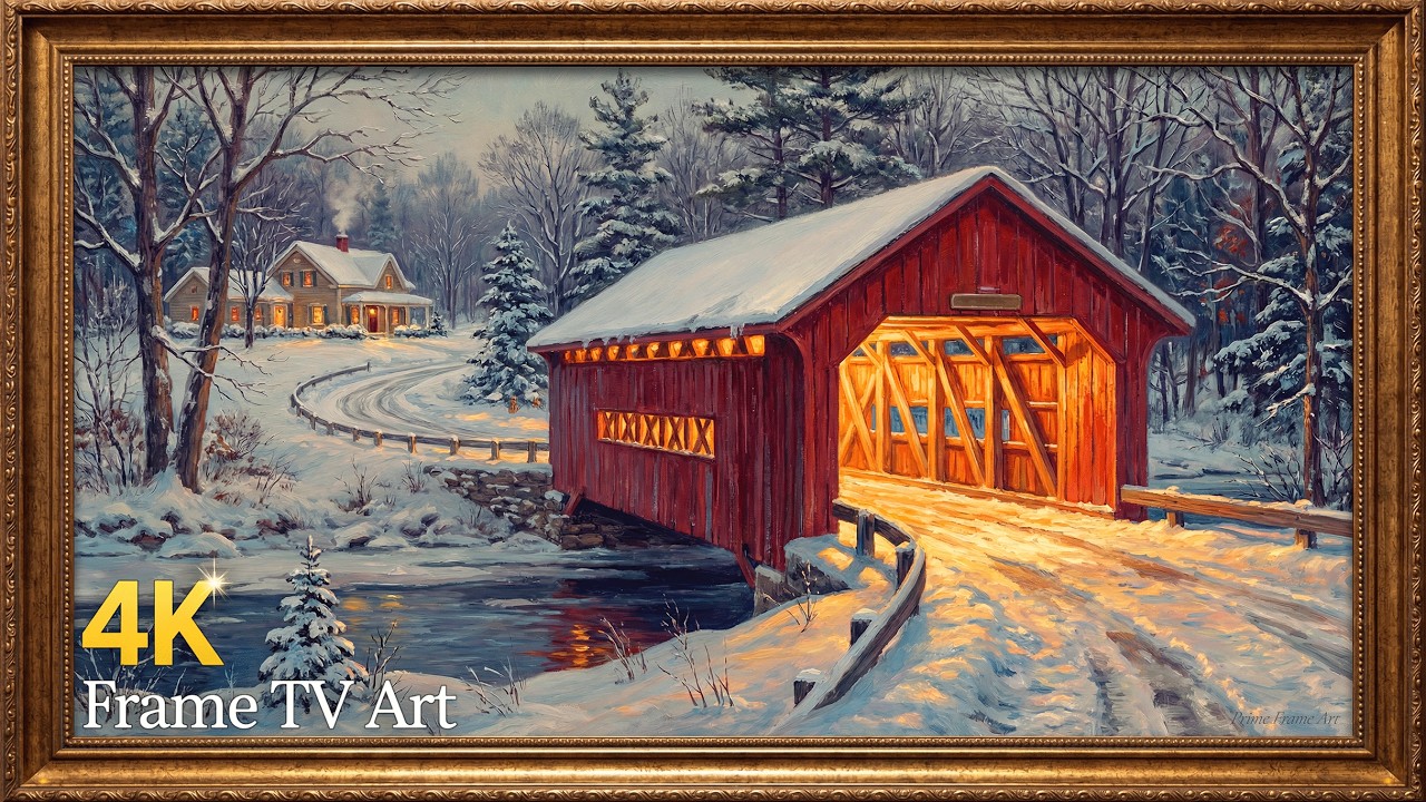 Warm Winter Evening Calm | Cozy Oil Painting Frame TV Art Screensaver | 2 Hours