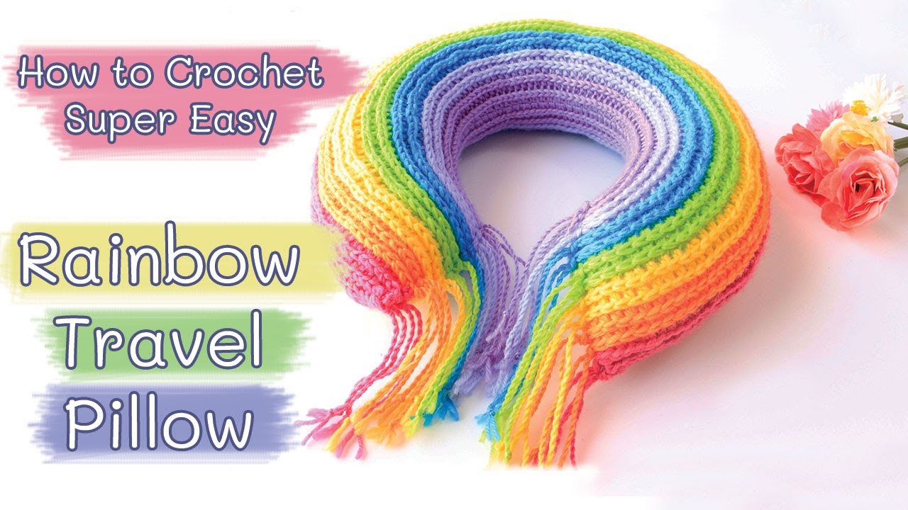 How to Crochet Rainbow travel pillow | Super easy neck pillow | Best for crochet business