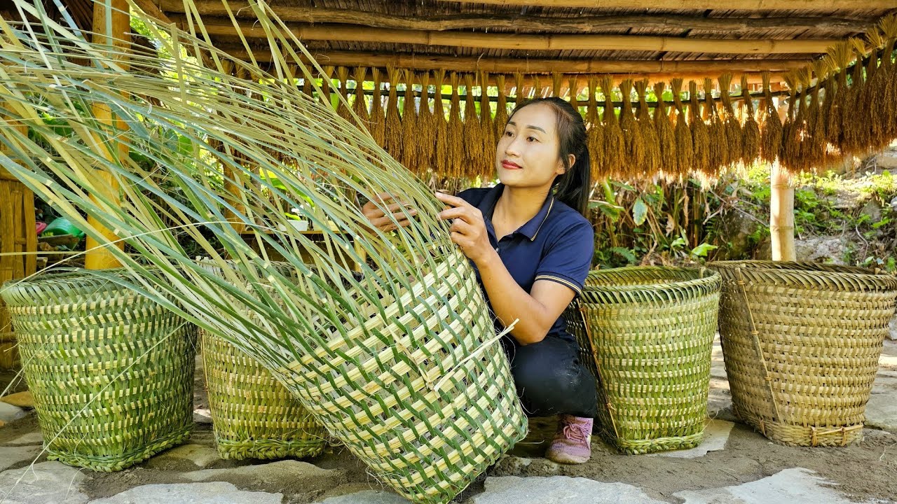 FULL VIDEO: Bamboo basket weaving process - Harvest kohlrabi, gourd, cabbage goes to market sell