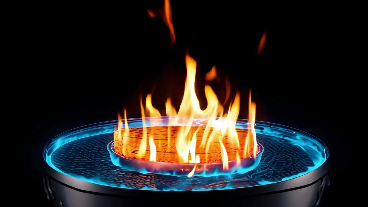 Minimalist Blue and Orange Flame Fireplace 4K Ultra HD (10 HOURS) | Relaxing Fire Sounds