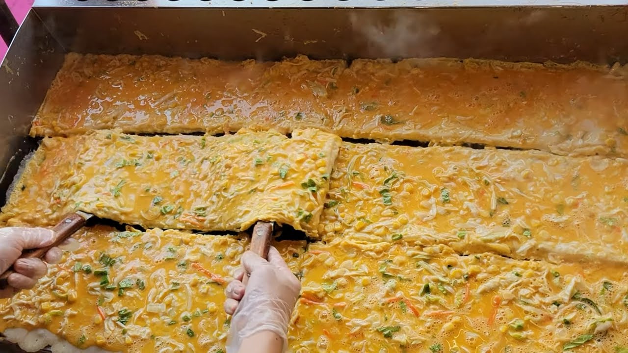 Гигантский омлет с овощами-Тайваньская уличная еда