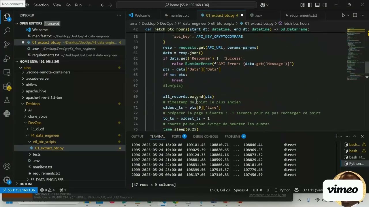 F4_DATA_ENGINEER 4: Extraction flexible : 7 jours de données Bitcoin, robuste & adaptable (Python)