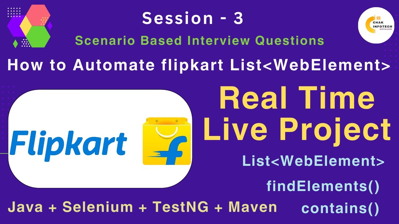 Проект Selenium Live | как автоматизировать сайт Flipkart | Как автоматизировать список веб-элеме...