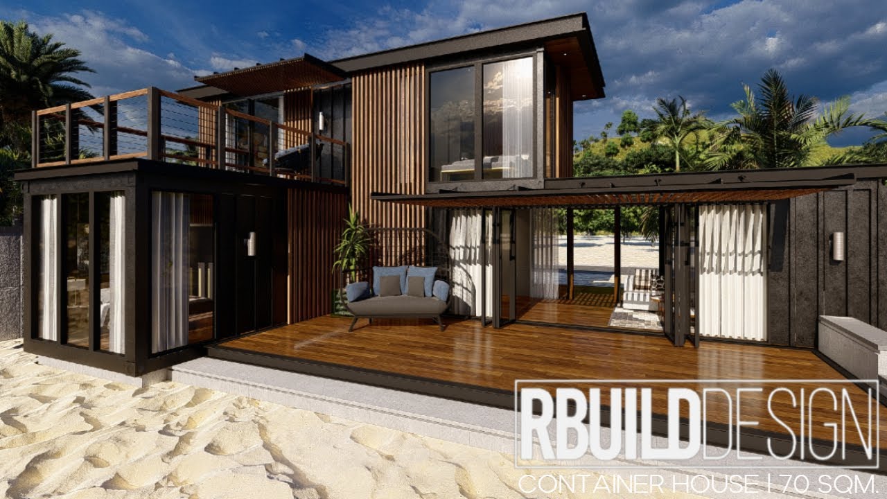 Modern Beach House Design l Shipping Container Home Concept l 70 sqm l 2 Bedroom