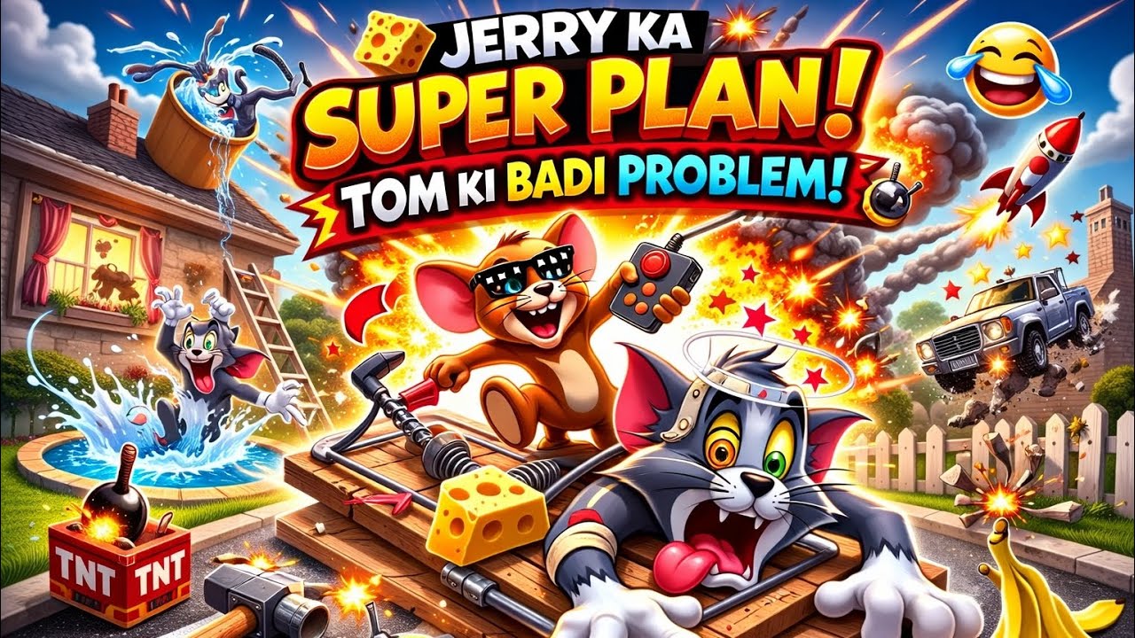 🐭💥 Jerry Ka Super Plan! Tom Ki Badi Problem! 😂 #shortsfeed #viralvideo #funny cartoon videos