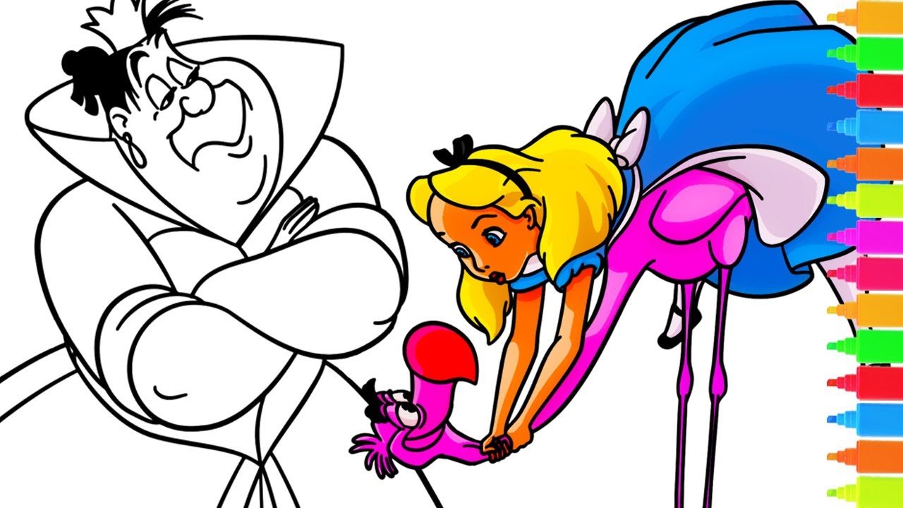 Coloring Disney Alice in Wonderland - Let's play Croquet, Mad Tea Party | Disney Coloring Pages