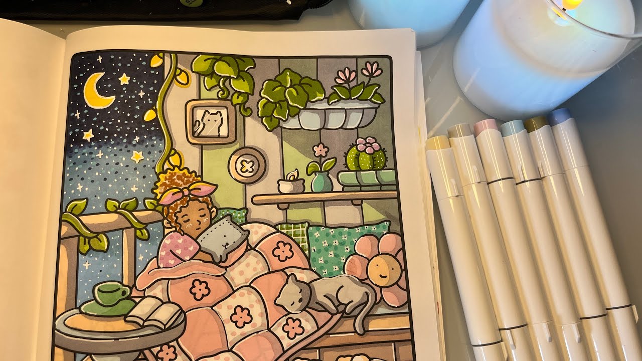 ASMR Color With Me | Girl Moments by Coco Wyo | Ohuhu Alcohol Markers #asmr #coloring #colorwithme