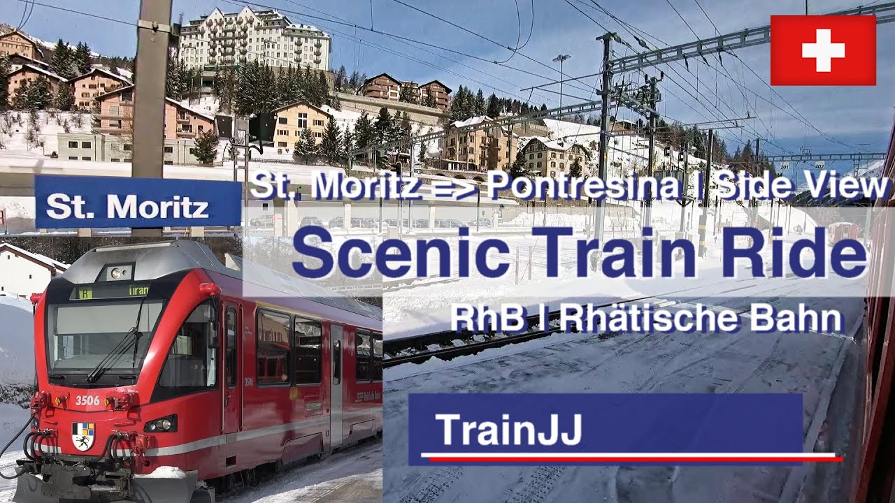 Scenic Train Ride Switzerland | St. Moritz to Pontresina | RhB Rhätische Bahn ABe 8/12 Allegra 3506