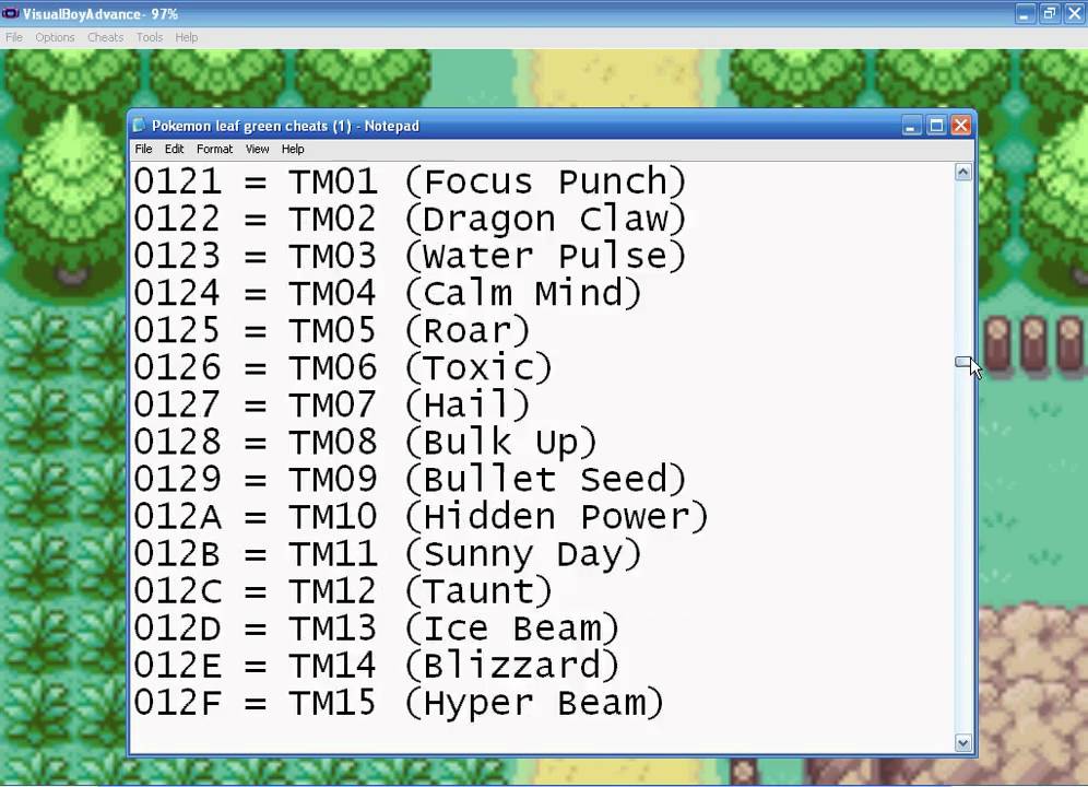 Cheat Codes For Pokemon LeafGreen