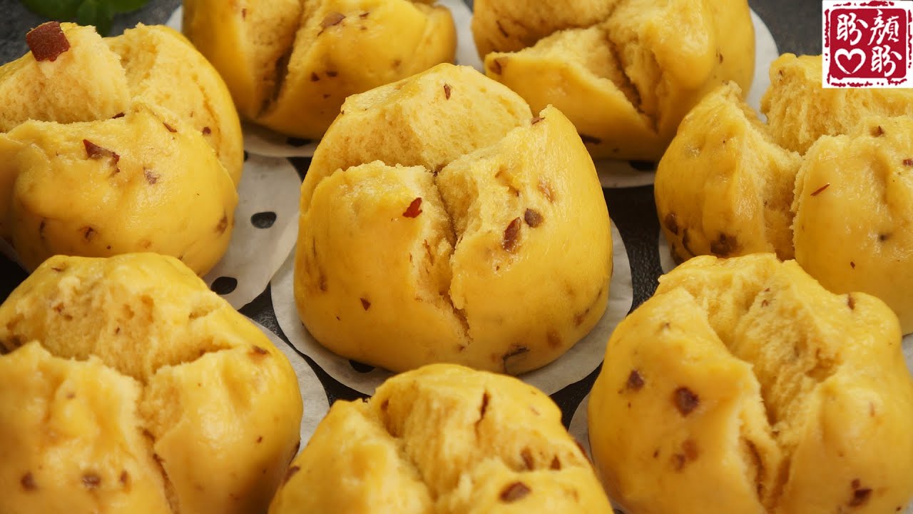 Sweet potato jujube steamed bread。營養又美味的紅薯大棗開花饅頭，超詳細的做法，鬆軟香甜，個個開花！