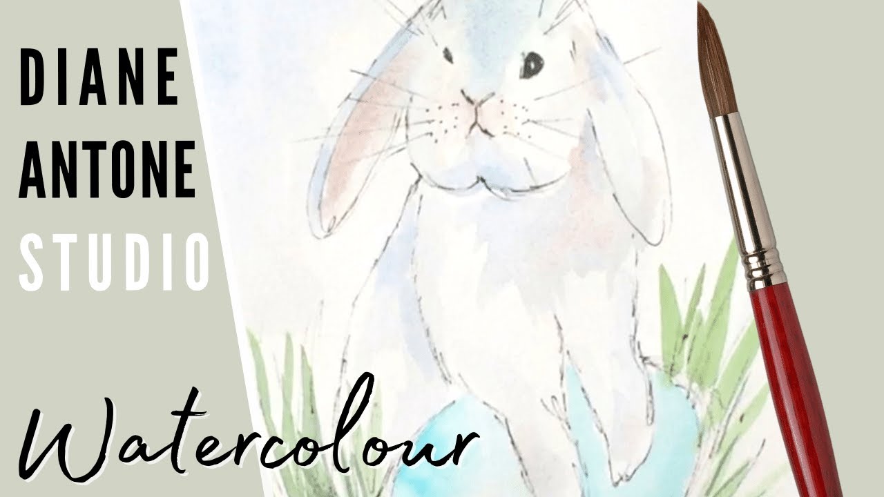 Paint Adorable Easter Bunny - Easy Beginners Watercolor Painting Step by Step Real Time Art Tutorial