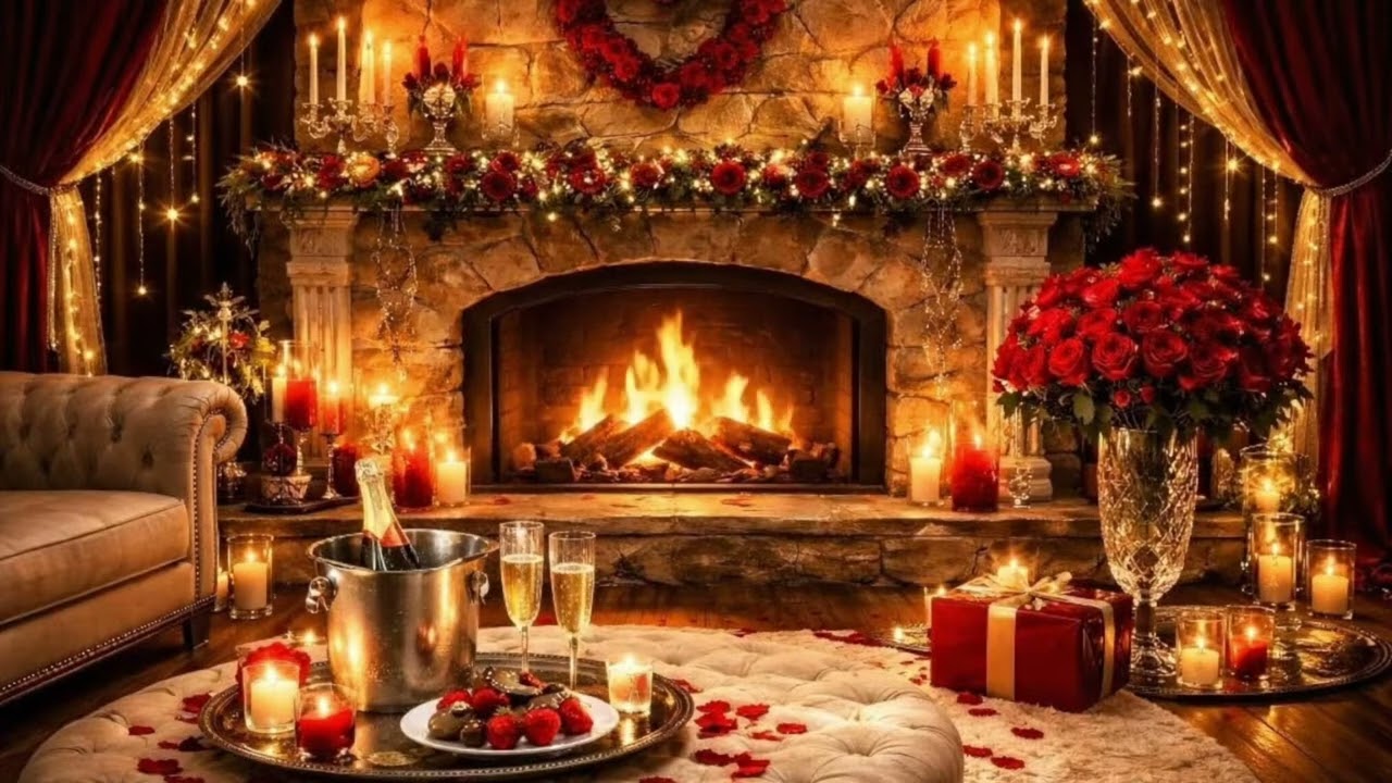 Copia di 1️⃣ LIVE 🔴 Valentine’s Day Fireplace 4K ❤️ Romantic Cozy Ambience | Relaxing Fire Sounds