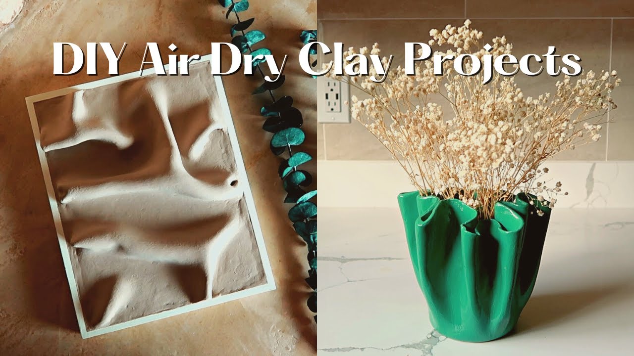 HOW TO MAKE EASY AIR DRY CLAY VASE & TEXTURED CLAY WALL ART | Clay Home Decor