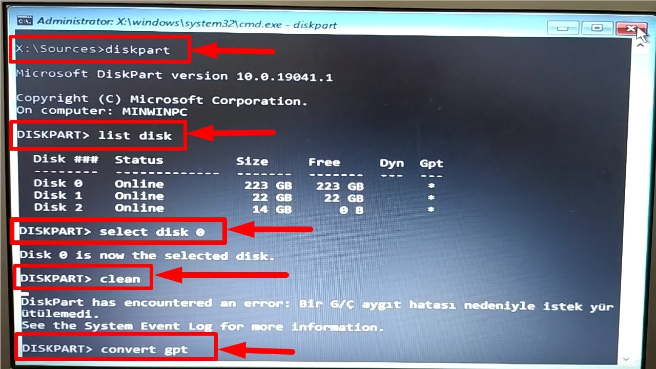 Windows Bu Diske Yüklenemez Sorunu Çözüm | Bölüm Düzeni GPT 'ye Çevirme