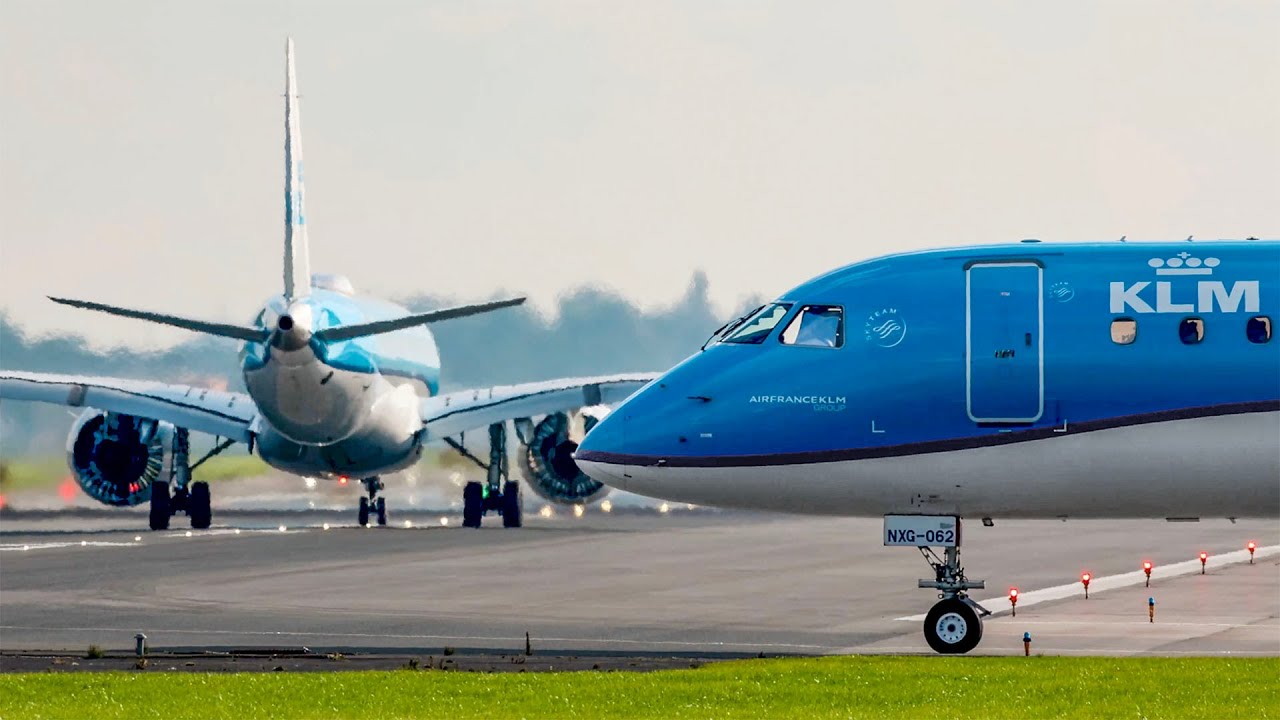 Embraer 195-E2 KLM cityhopper | Line-Up & Take-off RWY 18L | Schiphol Airport | 4K