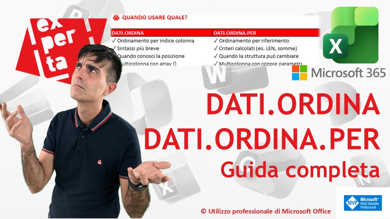 EXCEL 365 &ndash; TRUCCHI E SEGRETI: 🧑&zwj;🏫 Ordinare i dati al meglio con DATI.ORDINA e DATI.ORDINA.PER