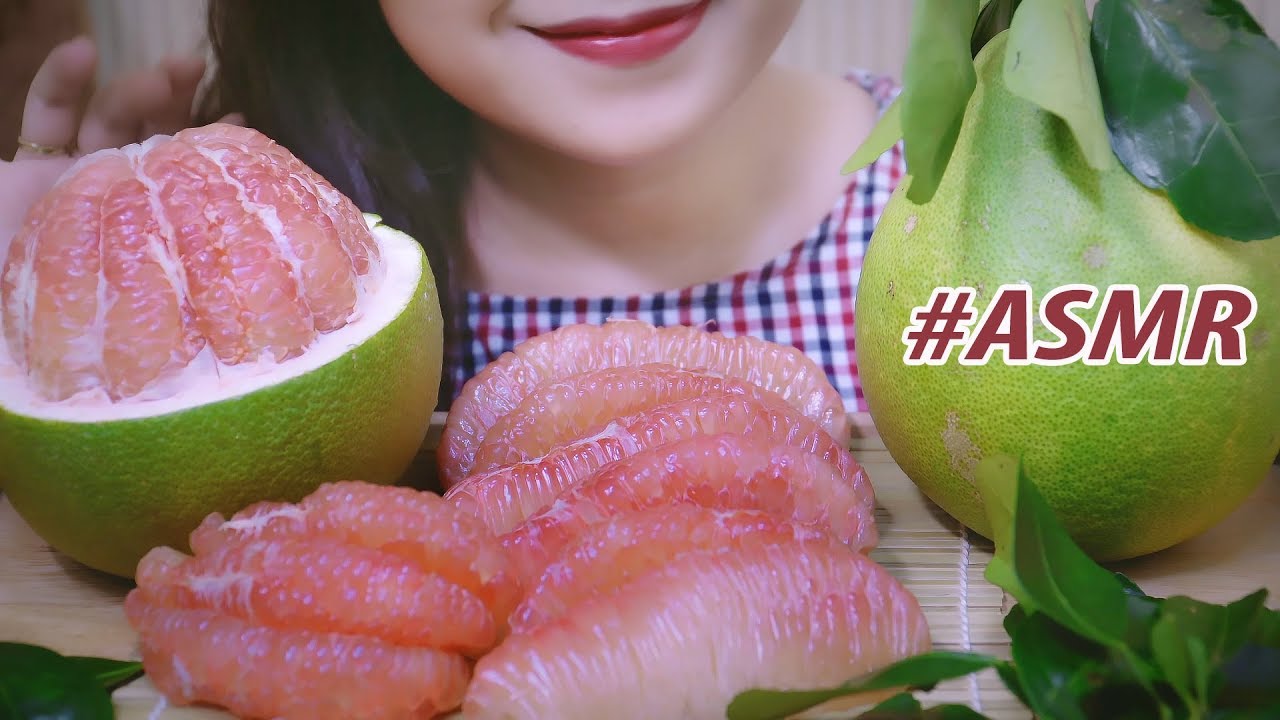 ASMR Green skin pomelo , CRUNCHY JUICY EATING SOUNDS | LINH-ASMR