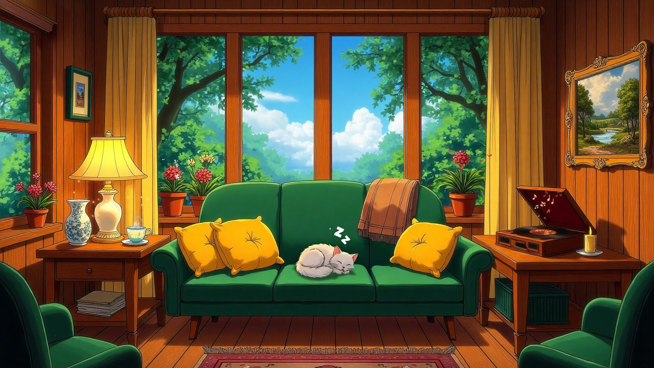 a peaceful morning in the 1950s with soft oldies playing in another room | relax, sleep, study