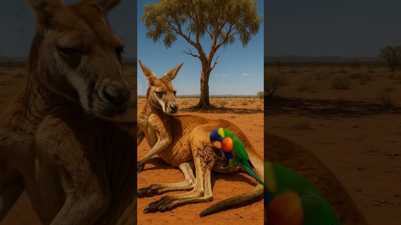 Bird Rescues Kangaroo from Parasites in the Australian Outback #wildliferescue#shorts