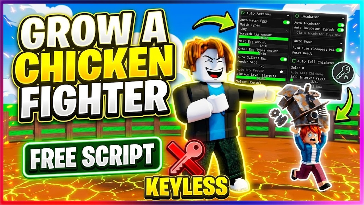 🐔 Grow a Chicken Fighter Script - Auto Collect, Eggs, Tower & More (NO KEY!!)