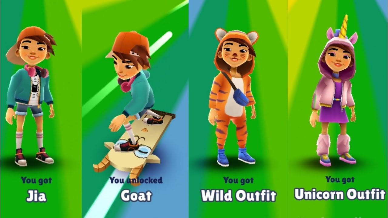 Subway Surfers New York Unlocking Jia,  Goat, Wild Outfit & Unicorn Outfit