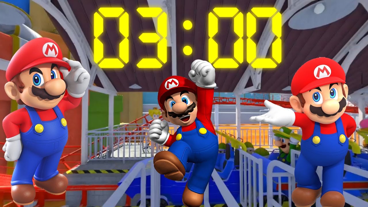3 Minutes Timer Mario Rollercoaster Ride | 3 Minutes Mario Timer #countdown #mario