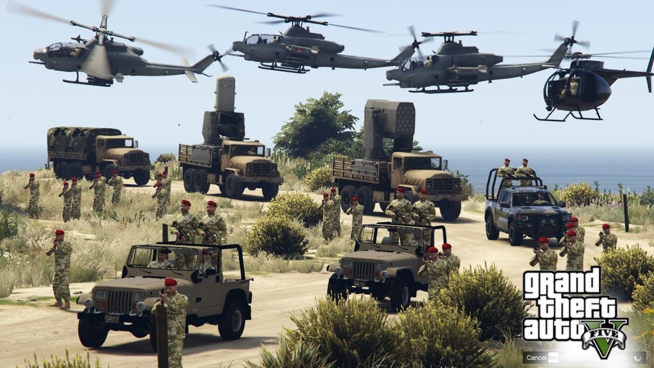 Russian Helicopters Attack on Military Convoy in GTA 5