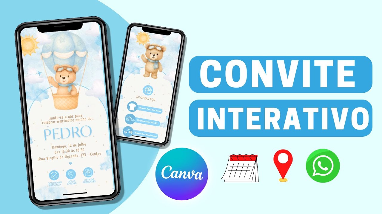 Como Colocar Link no Convite Interativo Ursinho Baloeiro
