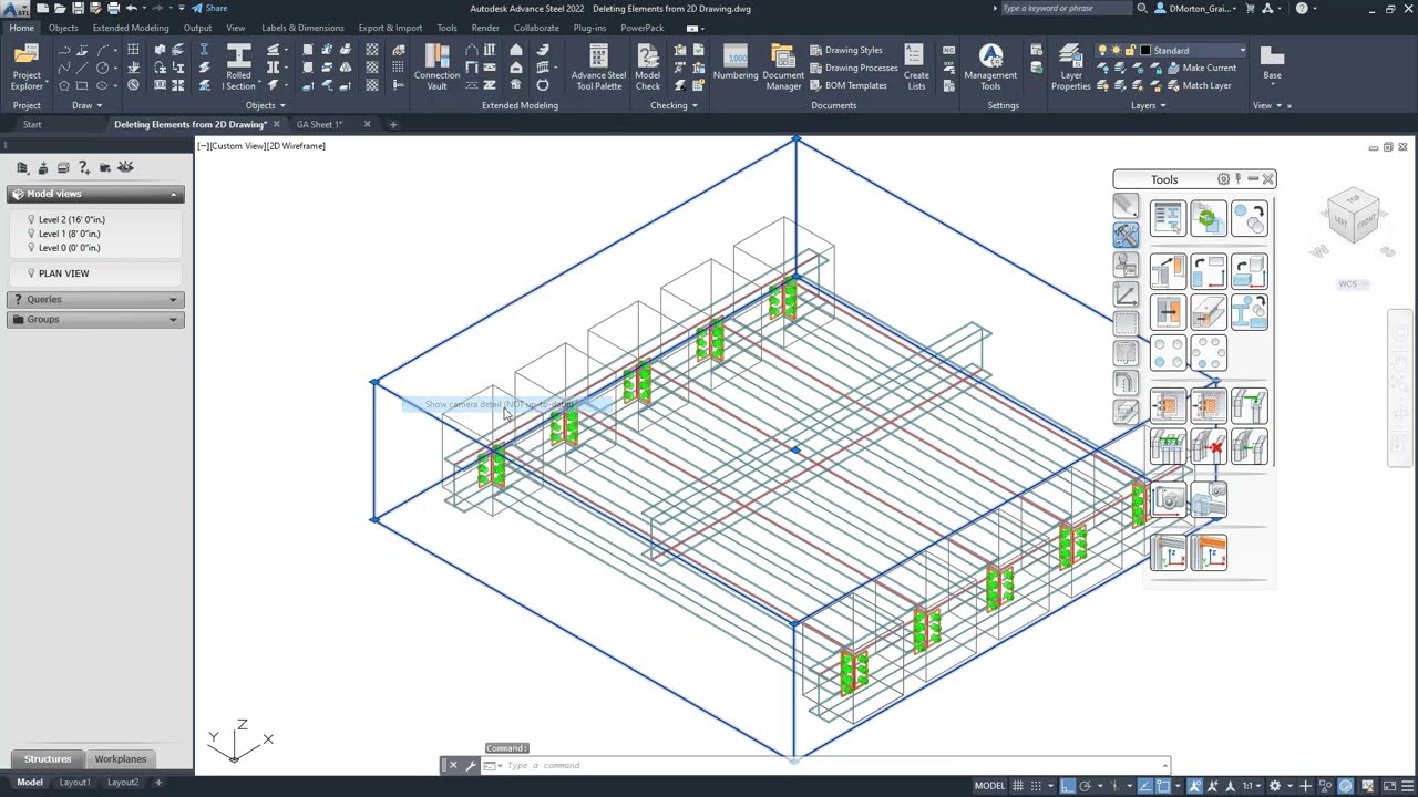 How to Delete Elements from 2D Drawing in Advance Steel
