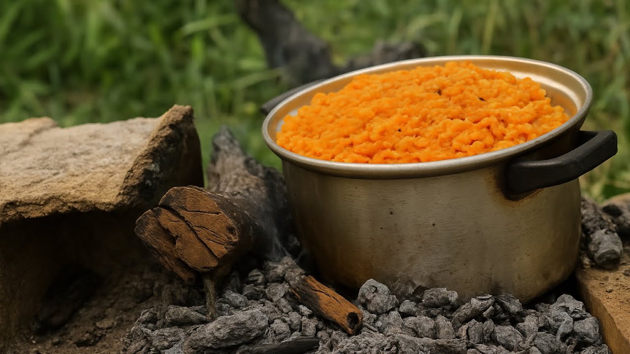 Forest Cooking: Delicious Mixed Rice on Campfire🔥🏕️🌱