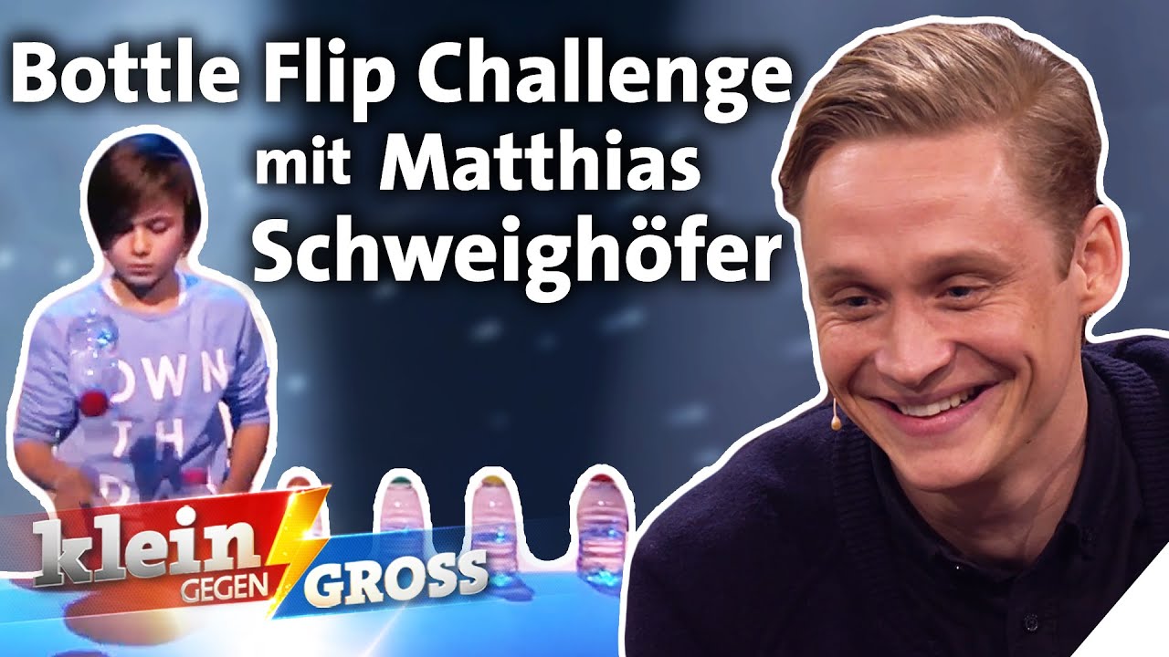 Matthias Schweighöfer vs. Manjou (9): Wer schafft mehr Bottle Flips? | Klein gegen Groß