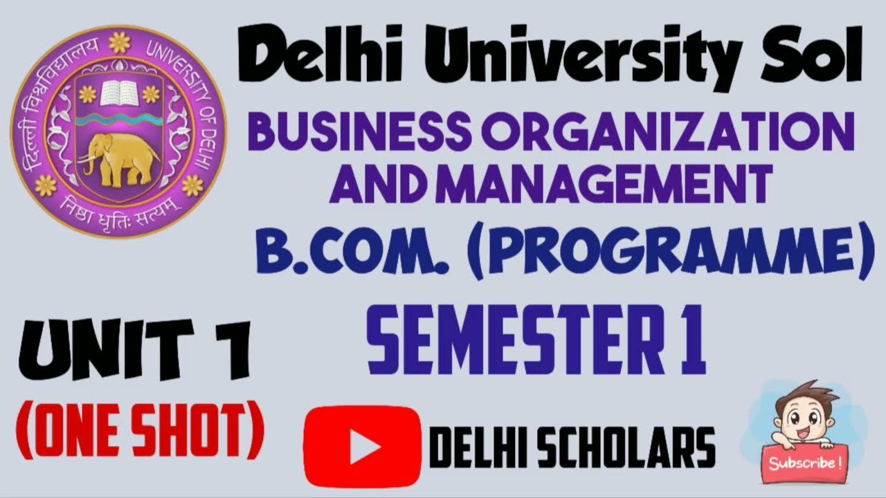 DU SOL Business Organization And Management Unit 1 one shot