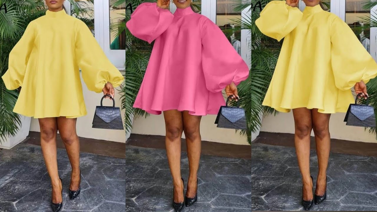 How to make an Elegant CIRCLE DRESS with BALLOON SLEEVES | BISHOP COLLAR GOWN
