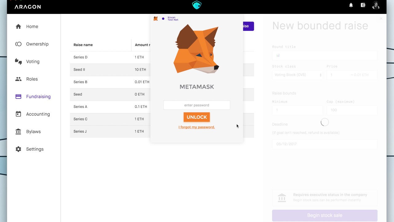 Aragon Tutorial: Token sale