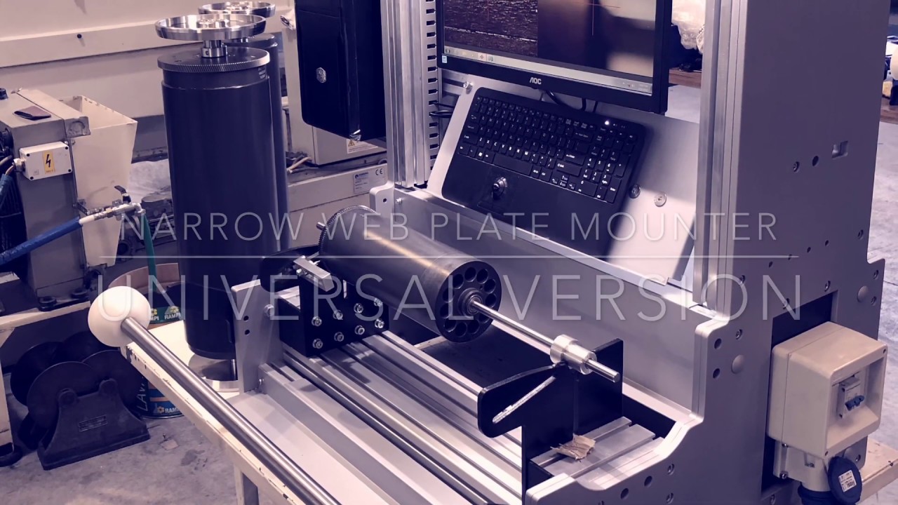 Narrow Web plate mounter, Universal version for shafted and shaftless cylinders