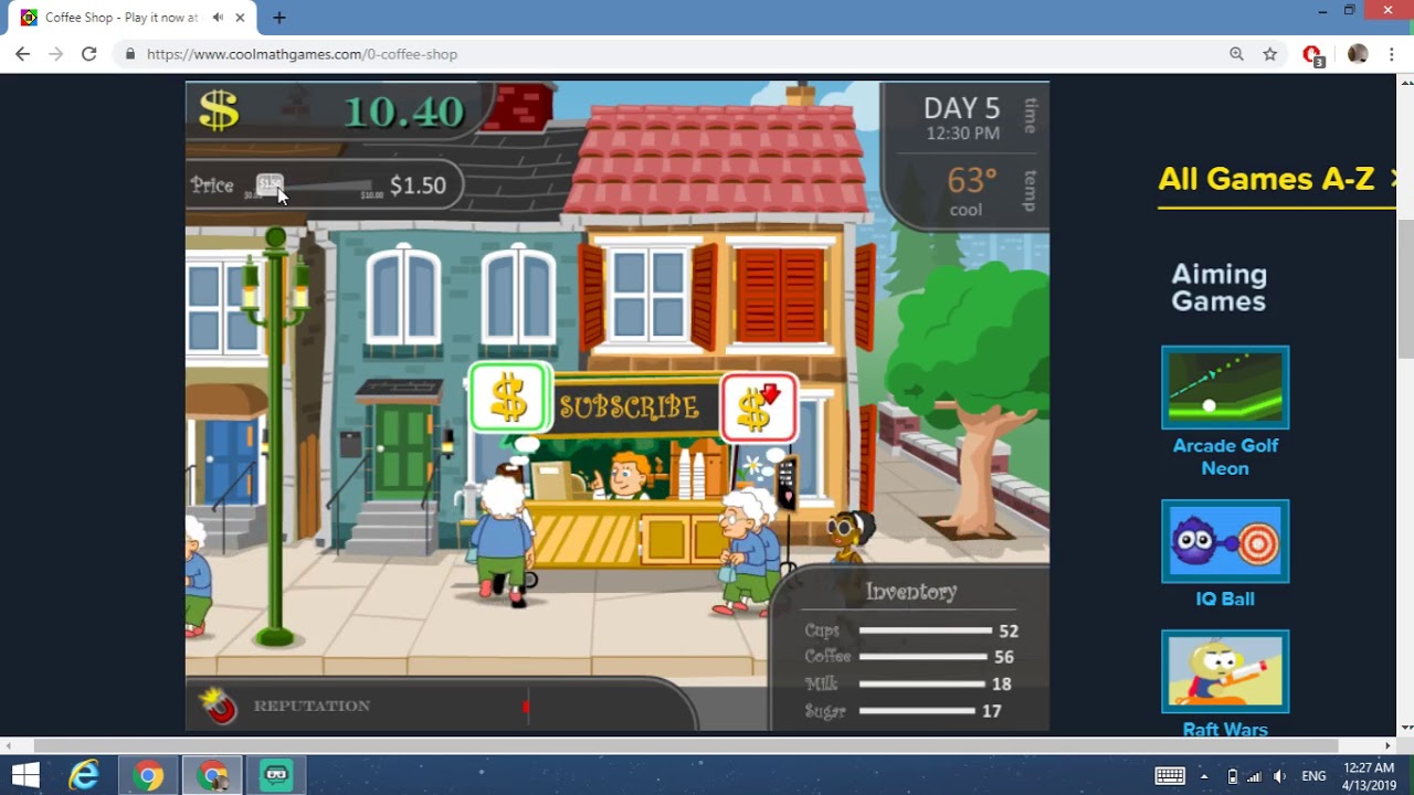Coolmath Games Coffee shop game beaten!