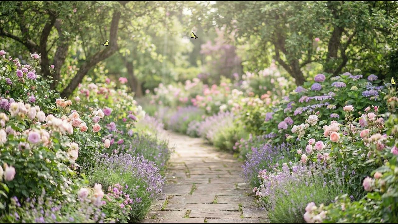 Peaceful Spring Garden Escape 🌷🦋 | Blooming Flowers & Butterfly Nature Ambience
