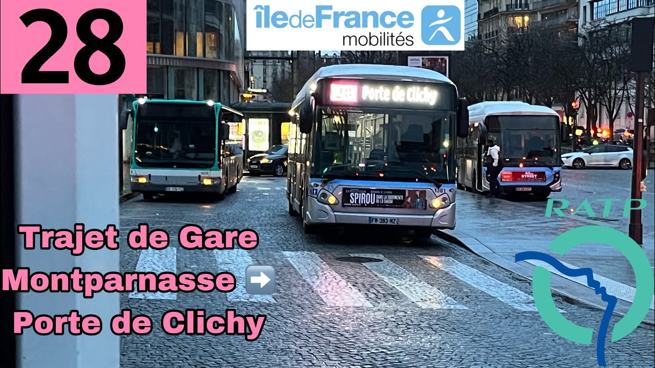 🚍BUS 28 (RATP) : Trajet à bord d’un GX337 Élec (2p) n°1383. (Toute la ligne en trajet complet)