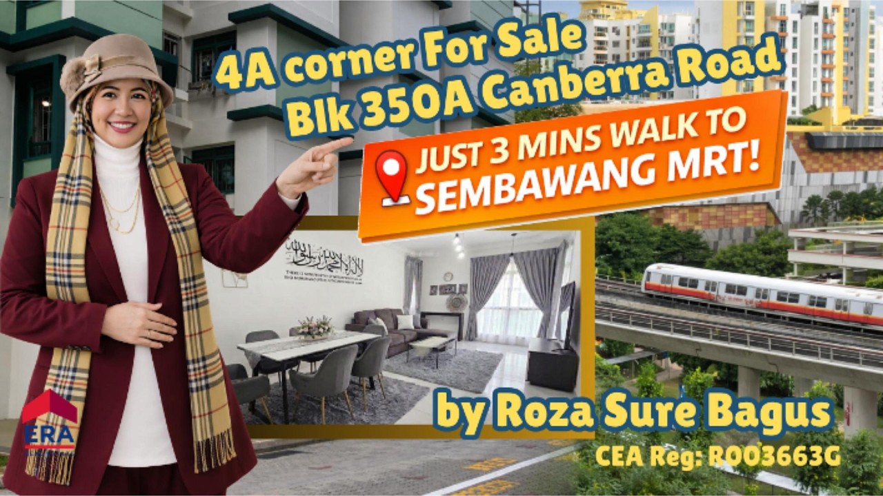 Only 3 Min Walk to MRT! -  4-Room HDB @ Blk 350A Canberra Road For Sale You Must