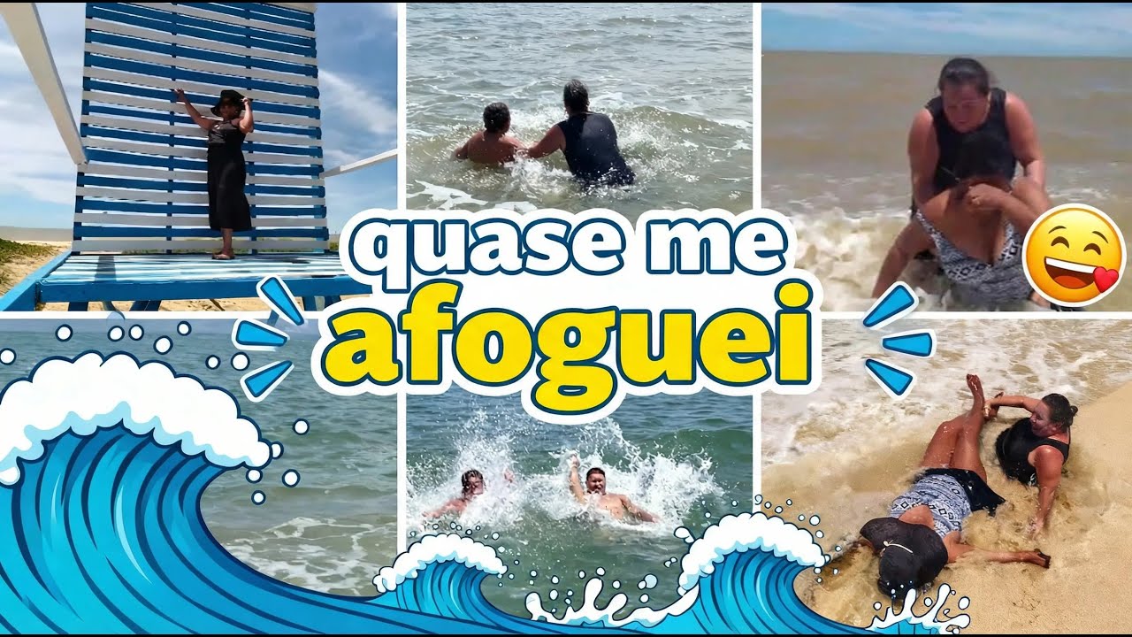 Quase me afoguei na praia